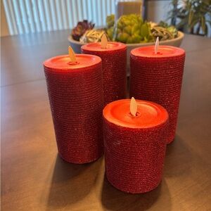Red Glitter LED Flameless Candle